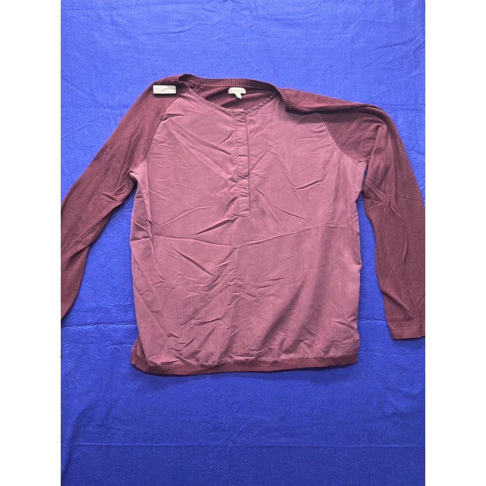 Calvin Klein Jeans Mixed Media Henley Top Womens XL Burgundy
